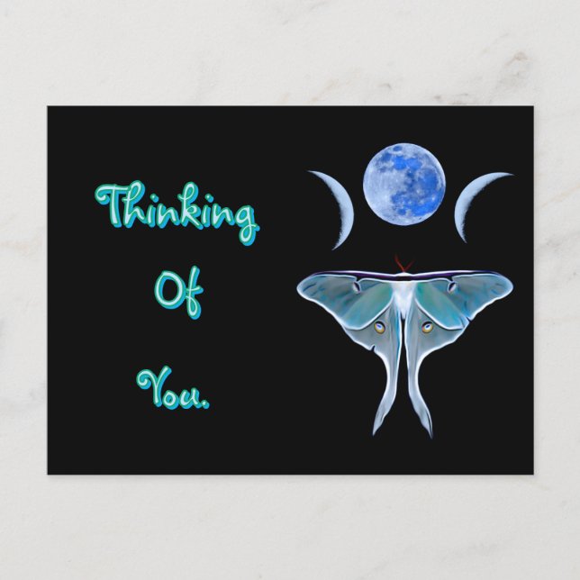 Luna Moth Triple Måne tänker på dig Vykort (Framsida)