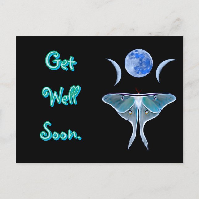 Luna Moth Trippel Måne God Jul Vykort (Framsida)