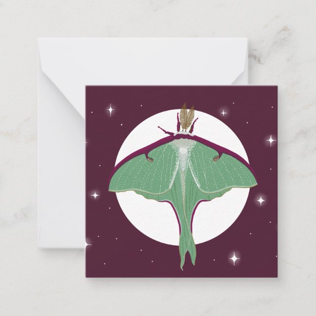 Luna Moth-vykort Stil-anteckningskort Anteckningskort (Framsida)
