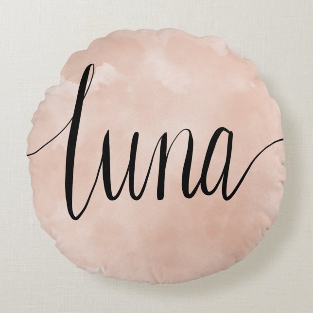 Luna Namn Handgjord Rund Kudd Rund Kudde (Framsidan)