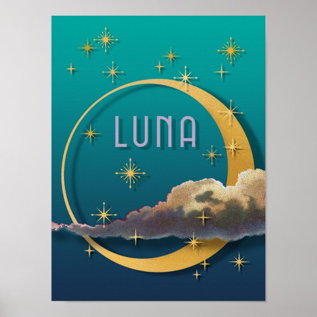 Luna och Natten Himmel Poster (Framsidan)