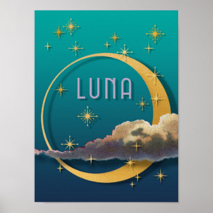 Luna och natthimlen poster