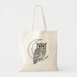 Luna Owl Line Art with Crescent Moon Tygkasse