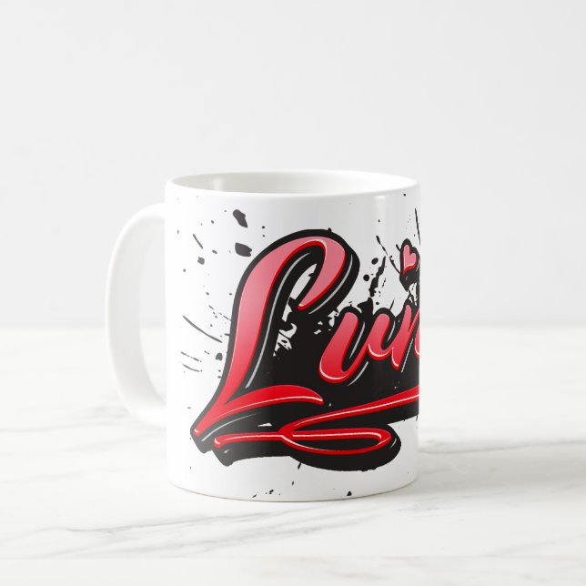 Luna red Heart Graffiti Tasse Kaffeetasse Kaffemugg (Framsida vänster)