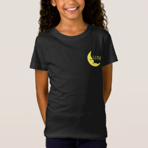 Luna Typografi med luna i halvkant, Gult svart, ha T-shirt