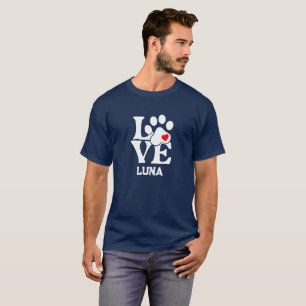 Luna Valp Kärlek på Marinblå Skräddarsydd T-Shirt