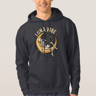 Luna Vibe – Kosmiskt skelett som slappnar av på ha Hoodie