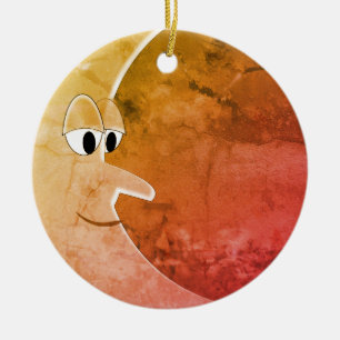 Luna Vintage Måne Teckning Julgransprydnad Keramik