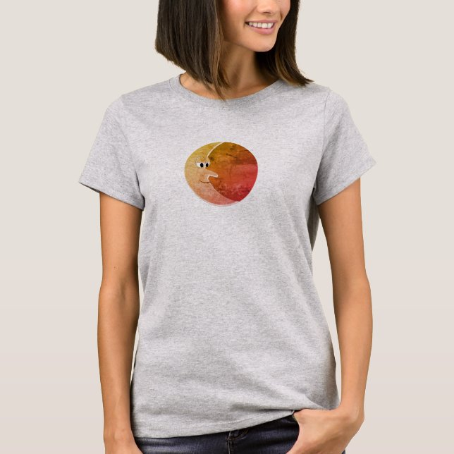 Luna Vintage Måne Teckning T Shirt (Framsida)