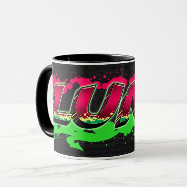 Luna Vorname Name Graffiti red green Tasse Mugg (Framsida vänster)