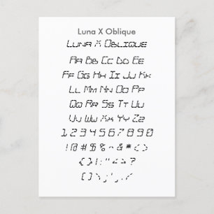 Luna X Oblique - Zazzle Font Sampler Lakan Vykort