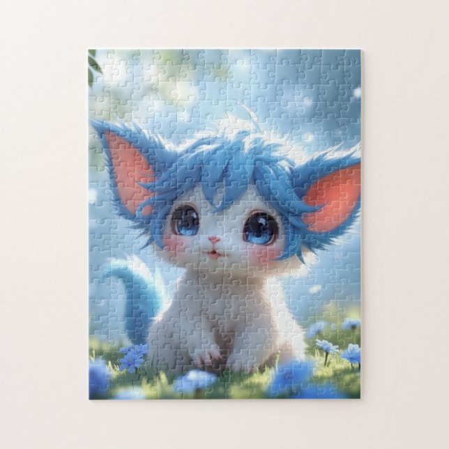 Lunabu in the Blue Meadow Jigsaw Puzzle Pussel (Vertikal)