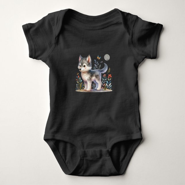  Lunar Baby Wolf - Adorable Baby Romper T Shirt (Framsida)