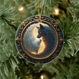 Lunar Balance – Where Shadows Embrace the Light.  Julgransprydnad Keramik