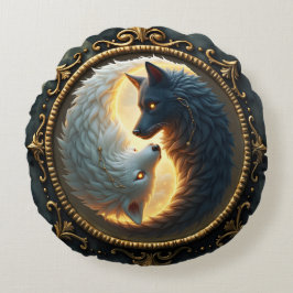 Lunar Balance – Where Shadows Embrace the Light.  Rund Kudde