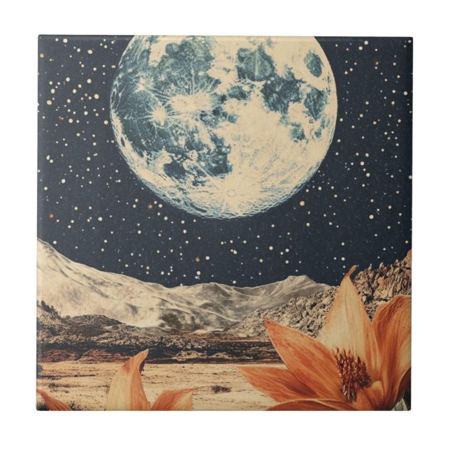 Lunar Bloom over Sandy Peaks Kakelplatta (Framsidan)