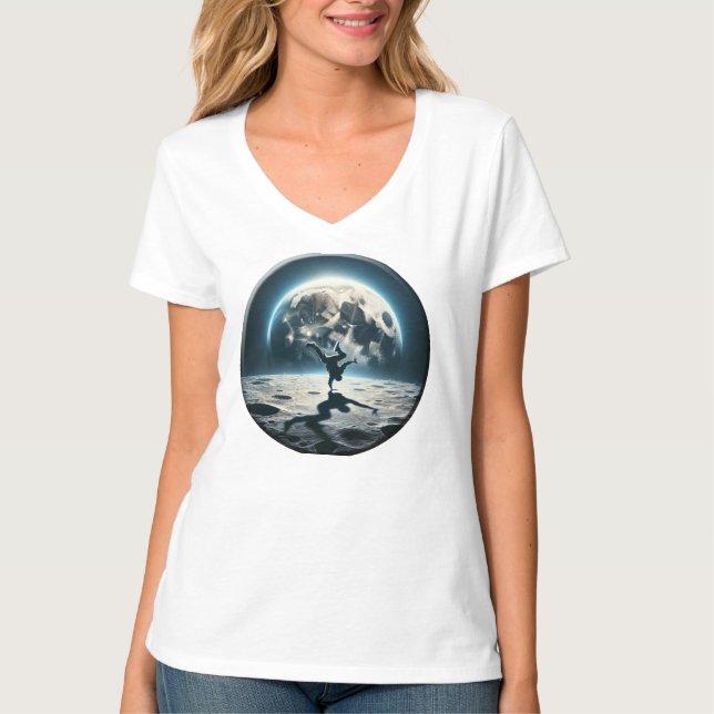 Lunar Breakdance - Street Stil in Space T Shirt (Framsida)