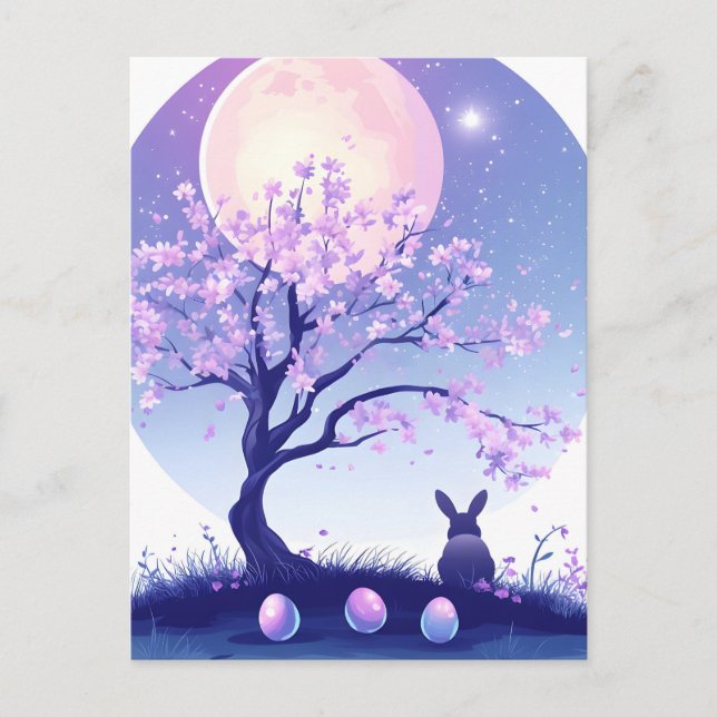 Lunar Bunny Night Helg Vykort (Framsida)