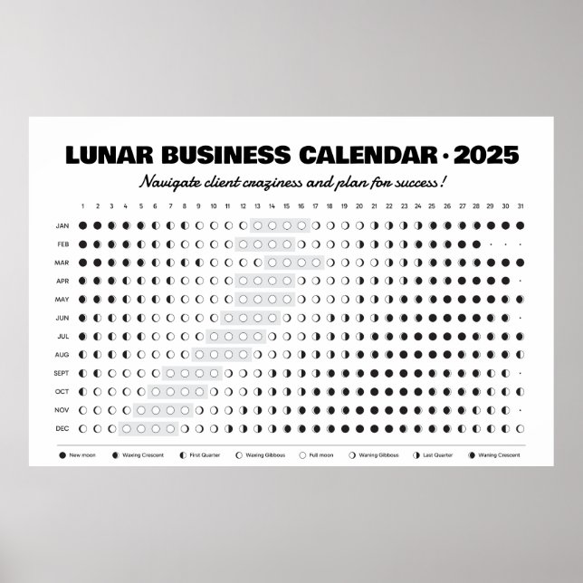 Lunar Business Calendar - full måneffekt Poster (Framsidan)