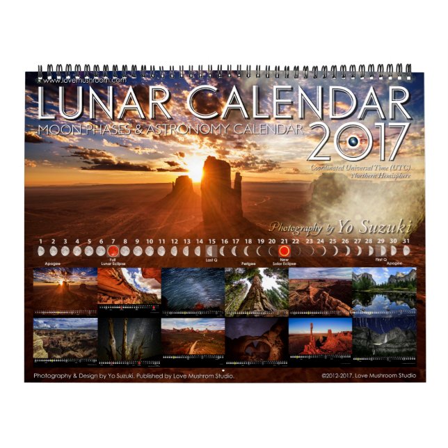 Lunar Calendar 2017 Måne Phases Astronomy Calendar Kalender (Omslag)
