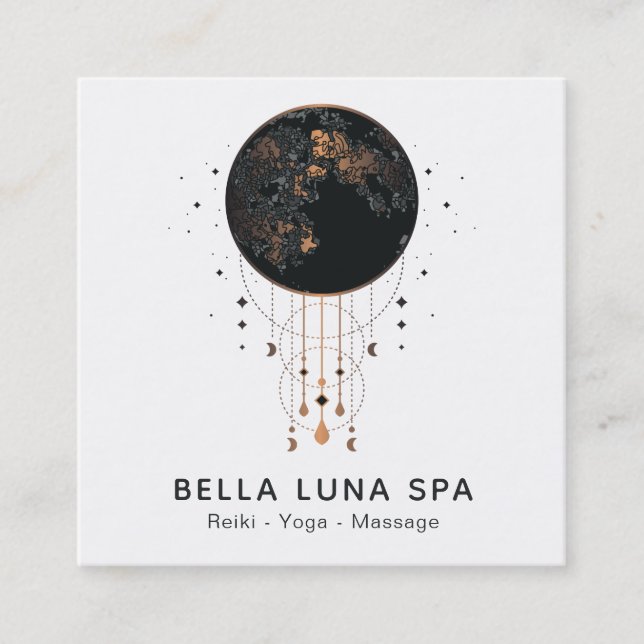 *~* Lunar Cosmos Måne Shaman Universe Fyrkantigt Visitkort (Framsida)