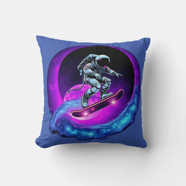 Lunar Drift Skateboard pillow– Neon Space pillows  Kudde (Framsida)