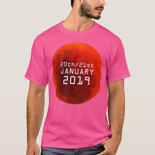 Lunar Eclipse Blood Red Måne Astronomy T Shirt (Framsida)