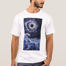 Lunar Eclipse Blue och White Colorful T-Shirt
