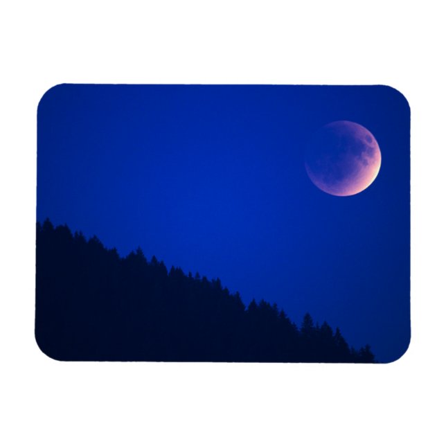 Lunar Eclipse over Forest | Zug, Schweiz Magnet (Horisontell)