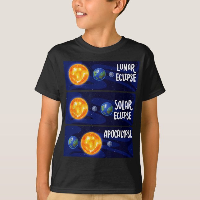 Lunar Eclipse Solar Apocalypse Astrology Science T Shirt (Framsida)