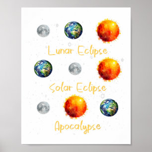 Lunar Eclipse Solar Eclipse och Apocalypse funny s Poster
