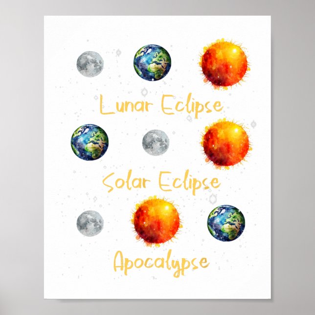 Lunar Eclipse Solar Eclipse och Apocalypse funny s Poster (Framsidan)