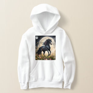 Lunar Elegans: Svart Fantasyhäst med måne T Shirt