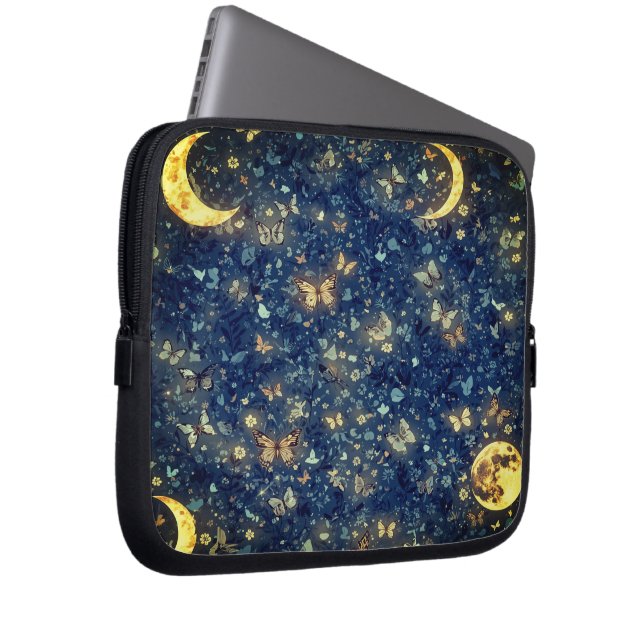 Lunar Glow Cosmic Blue Night Garden Laptop Fodral (Framsidan Höger)