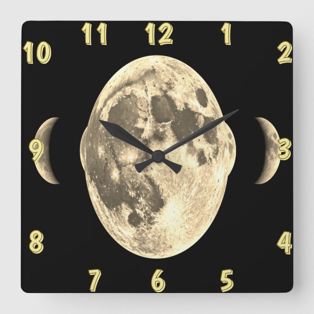 Lunar Glow Wall Clock - konsmiskt väggkonst Fyrkantig Klocka (Framsida)