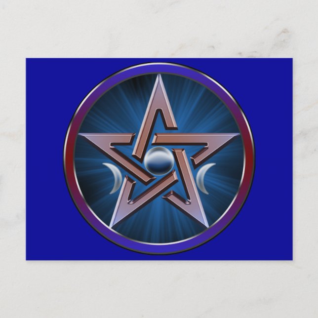 Lunar Goddes Pentagram Postcard Vykort (Framsida)