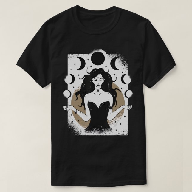 LUNAR GODDESS Costume Wiccan Wicca Pagan Magick Mo T Shirt (Design framsida)