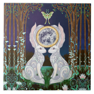 Lunar Hares Ceramic Tile Kakelplatta