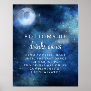 Lunar Himlar Full Moon Bröllop Open Pub Bord-tecke Poster