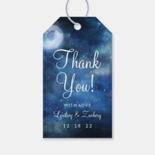 Lunar Himlar Full Moon Celestial Bröllop Tack Presentetikett