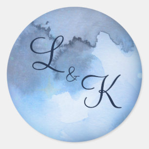 Lunar Himlar Full Moon Celestial Monogram Bröllop Runt Klistermärke