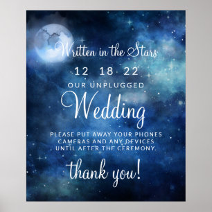 Lunar Himlar Full Moon Opluggat Bröllop Bord-tecke Poster