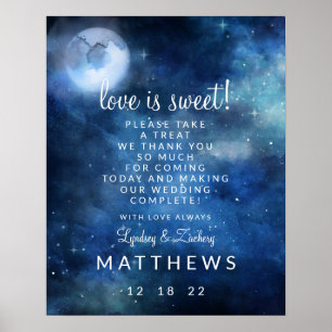 Lunar Himlar Måne Kärlek är Sweet Treat Bröllop Poster