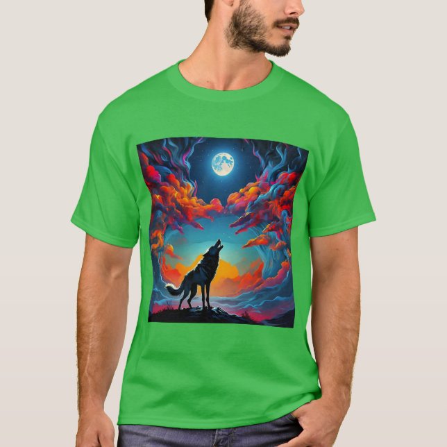 Lunar Howl: En Vargs sergeant under en Vibrant Him T Shirt (Framsida)