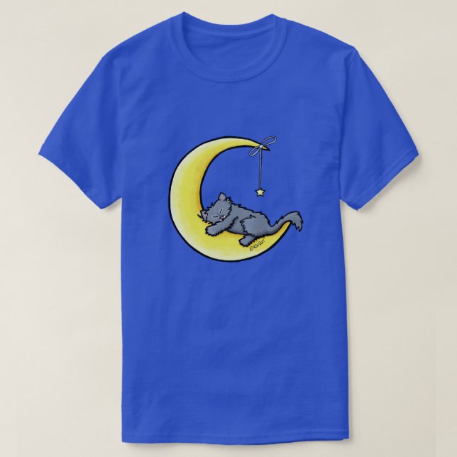 Lunar Kärlek Grått Cat T-Shirt (Design framsida)