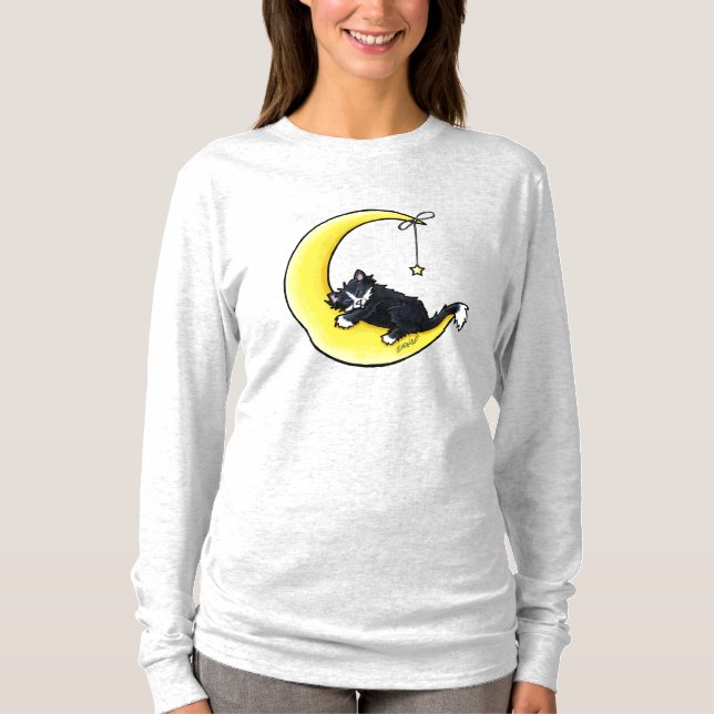 Lunar Kärlek Tuxedo Cat T-Shirt (Framsida)
