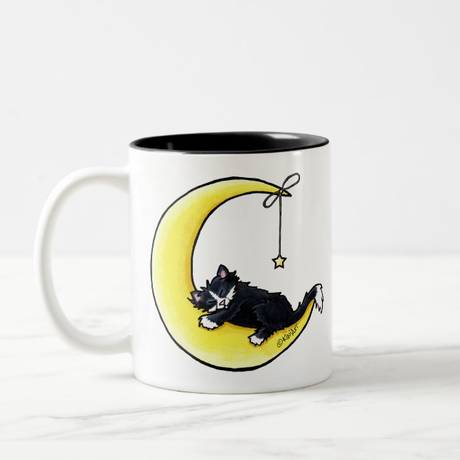 Lunar Kärlek Tuxedo Cat Two-Tone Coffee Mugg (Vänster)