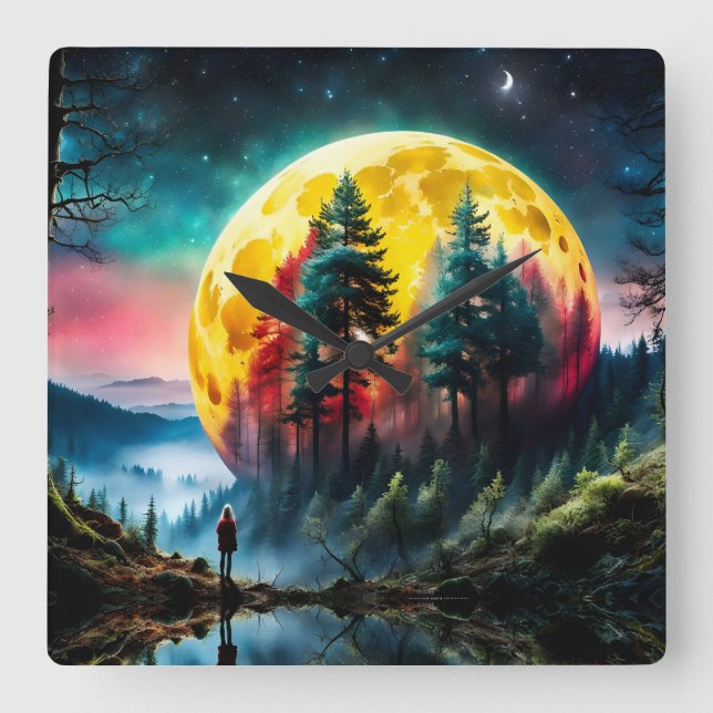 Lunar Landing, Inställning Måne Fyrkantig Klocka (Framsida)