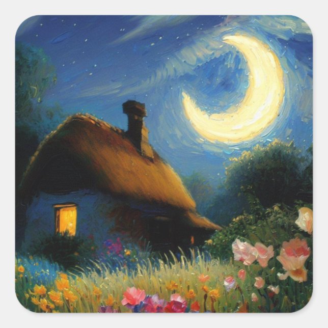Lunar Lullaby Fyrkantigt Klistermärke (Framsida)