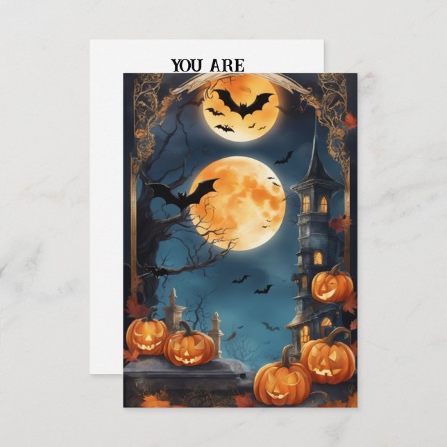 Lunar Lure: Anpassa din fantastiska Halloween-vers Inbjudningar (Fram/baksida)